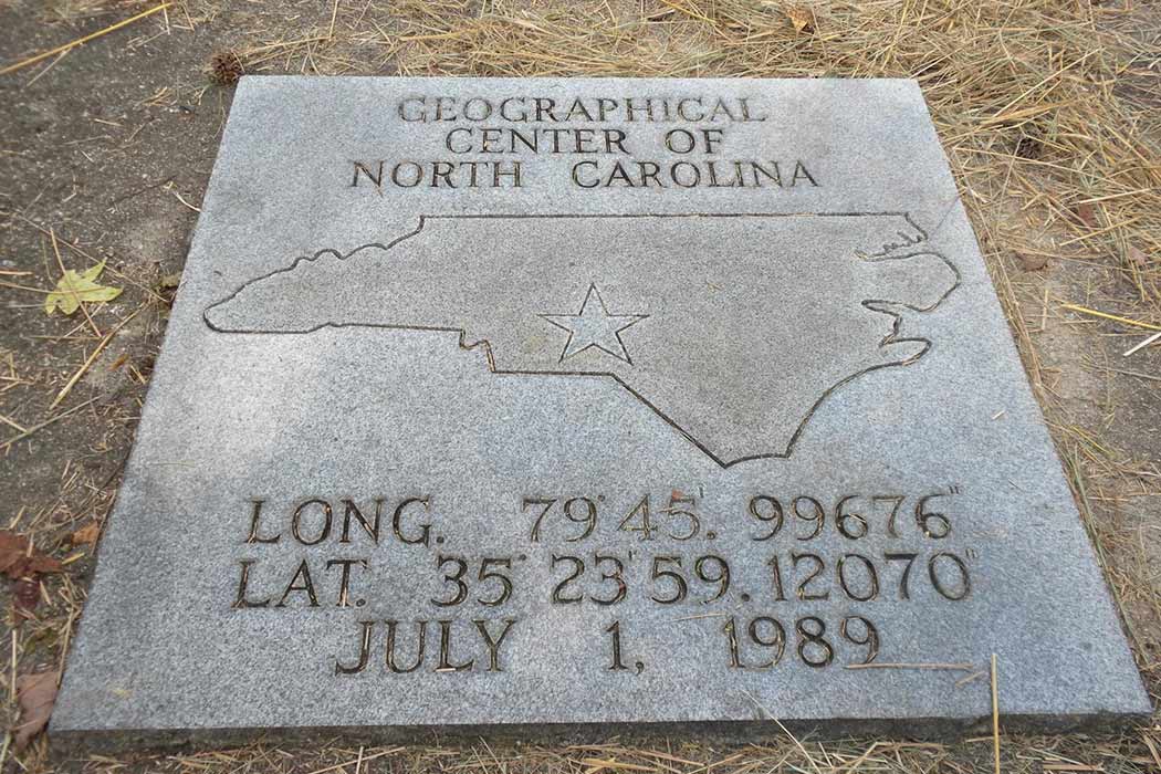 Plaque located at the Geographical Center of North Carolina.